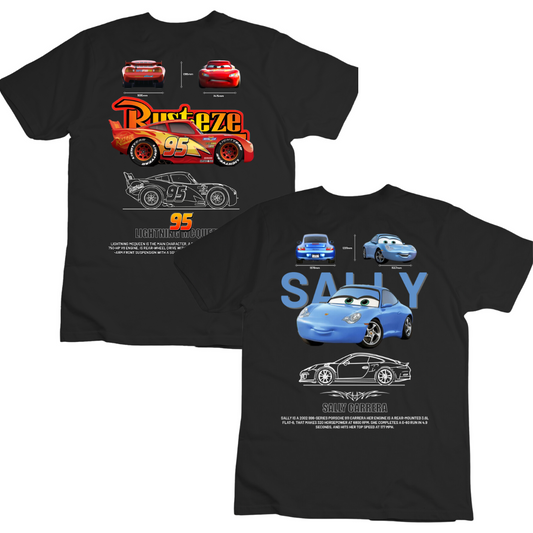 Duo Playera Cars Rayo Mcqueen Y Sally Carrera Gazen - Gazen